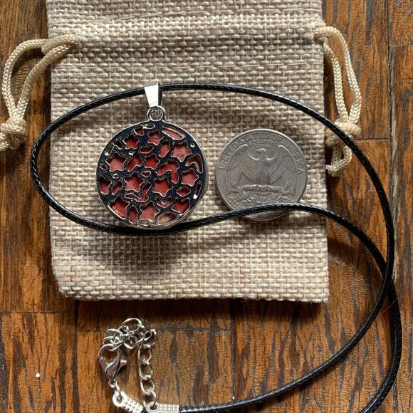 Crystal Cat Necklace | Kitty Cat Jewelry | Red Jasper Pendant | Teen Girl Gift - Picture 3 of 3